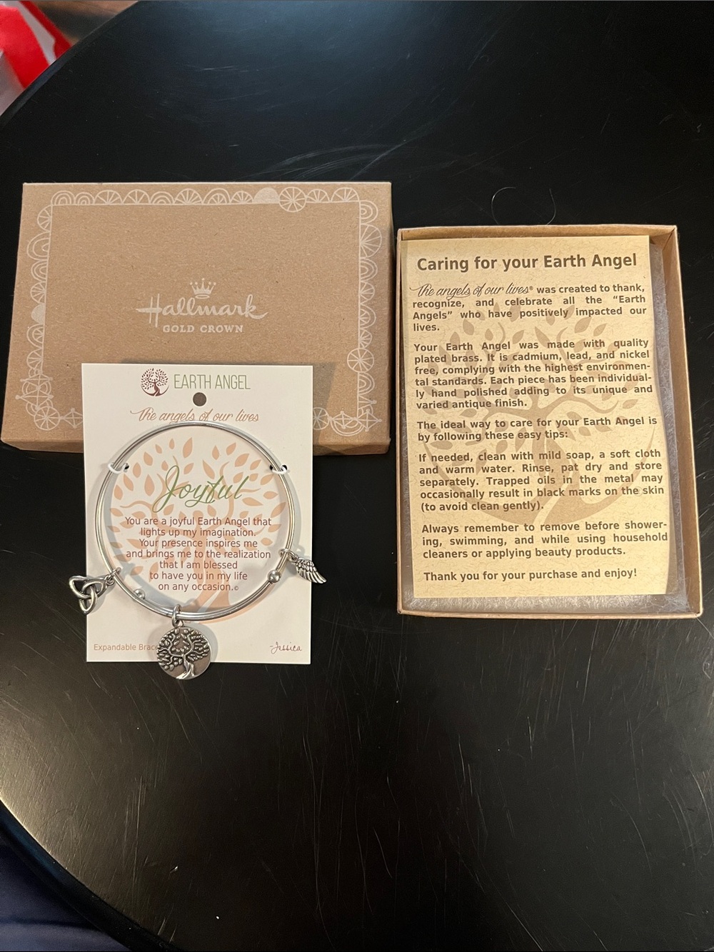 Hallmark Silver Earth Angel Joyful Tree Charm Expandable Bracelet